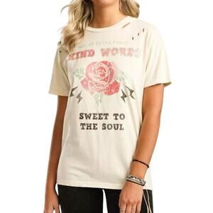 Modish Rebel Distressed Kind Words T-Shirt Graphic Cotton Tee Size Medium